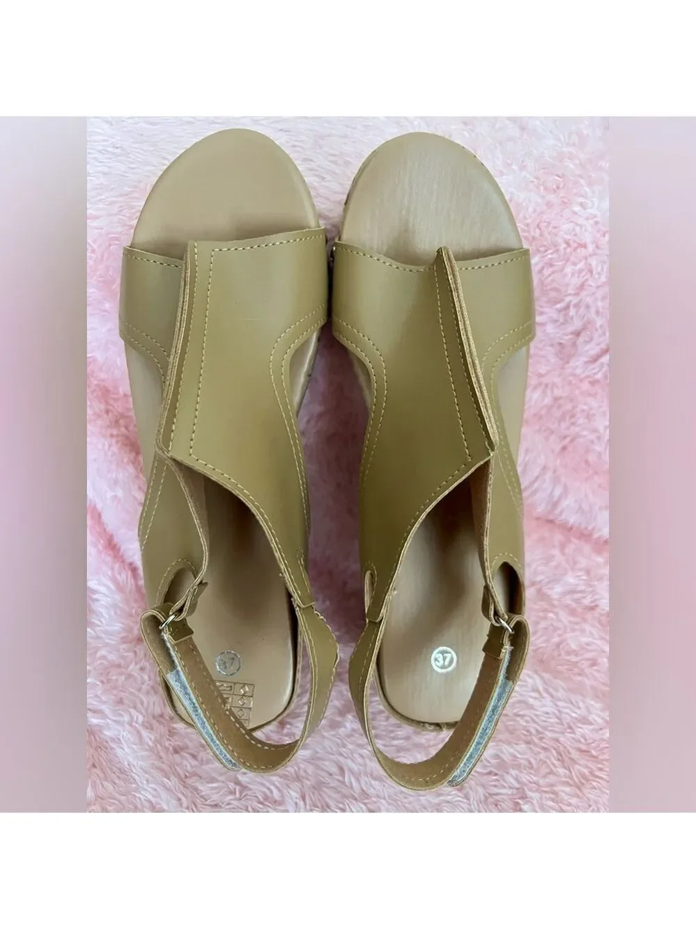 Stylish Wedge Sandals in Caramel - Picture 10 of 15